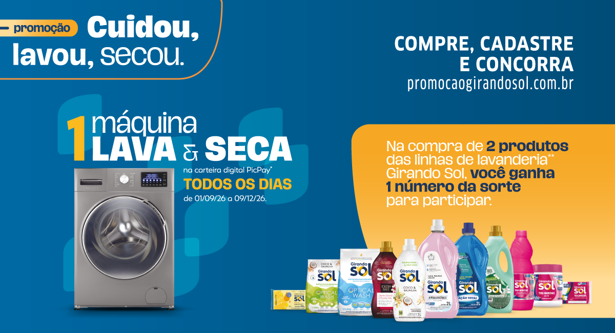 Girando Sol lança nova promoção com entrega de uma máquina lava e seca por dia
